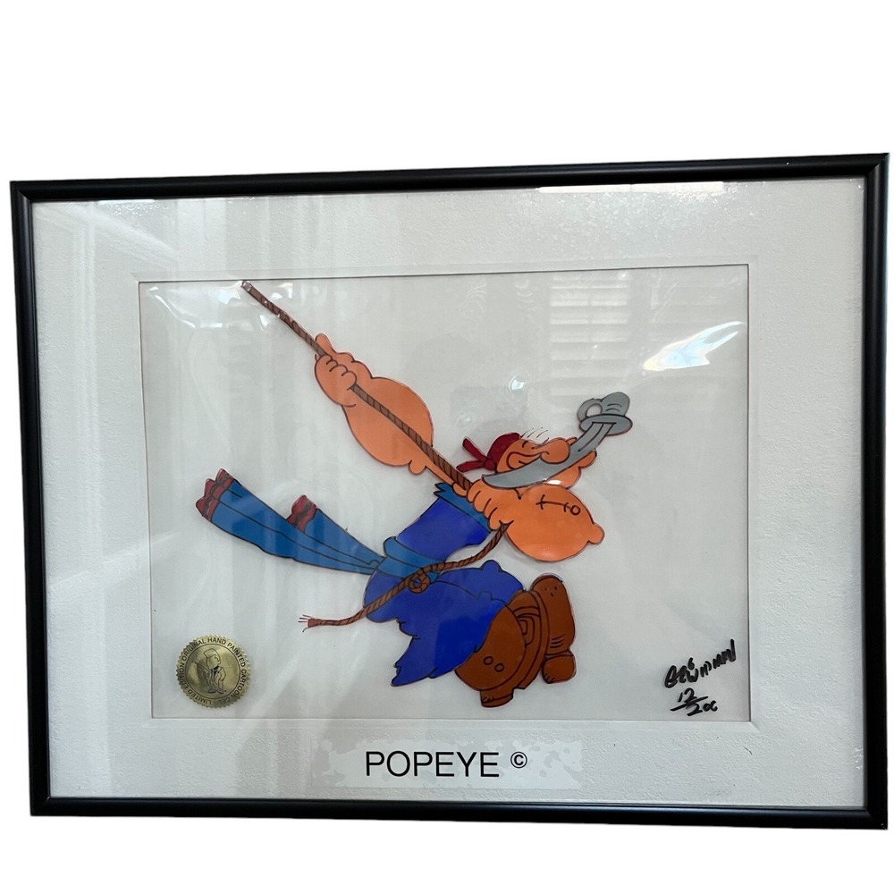 Popeye Hand Painted Cel Signed Myron Waldman 12/200 Vintage Original Art